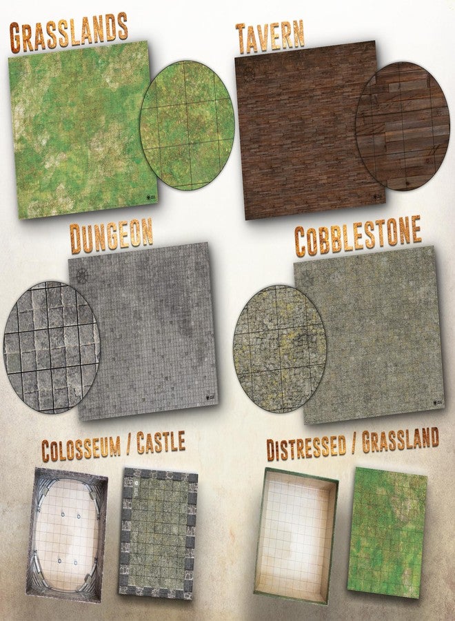 Melee Mats مجموعة خرائط بداية لعبة الاشتباك المباشر DND - شبكة تضاريس معركة مزدوجة الجوانب مقاس 22 × 26 بوصة، قابلة للمسح الجاف والرطب، للعبة Dungeons and Dragons - مجموعة ألعاب لوحية مع ملحقات - Image 3